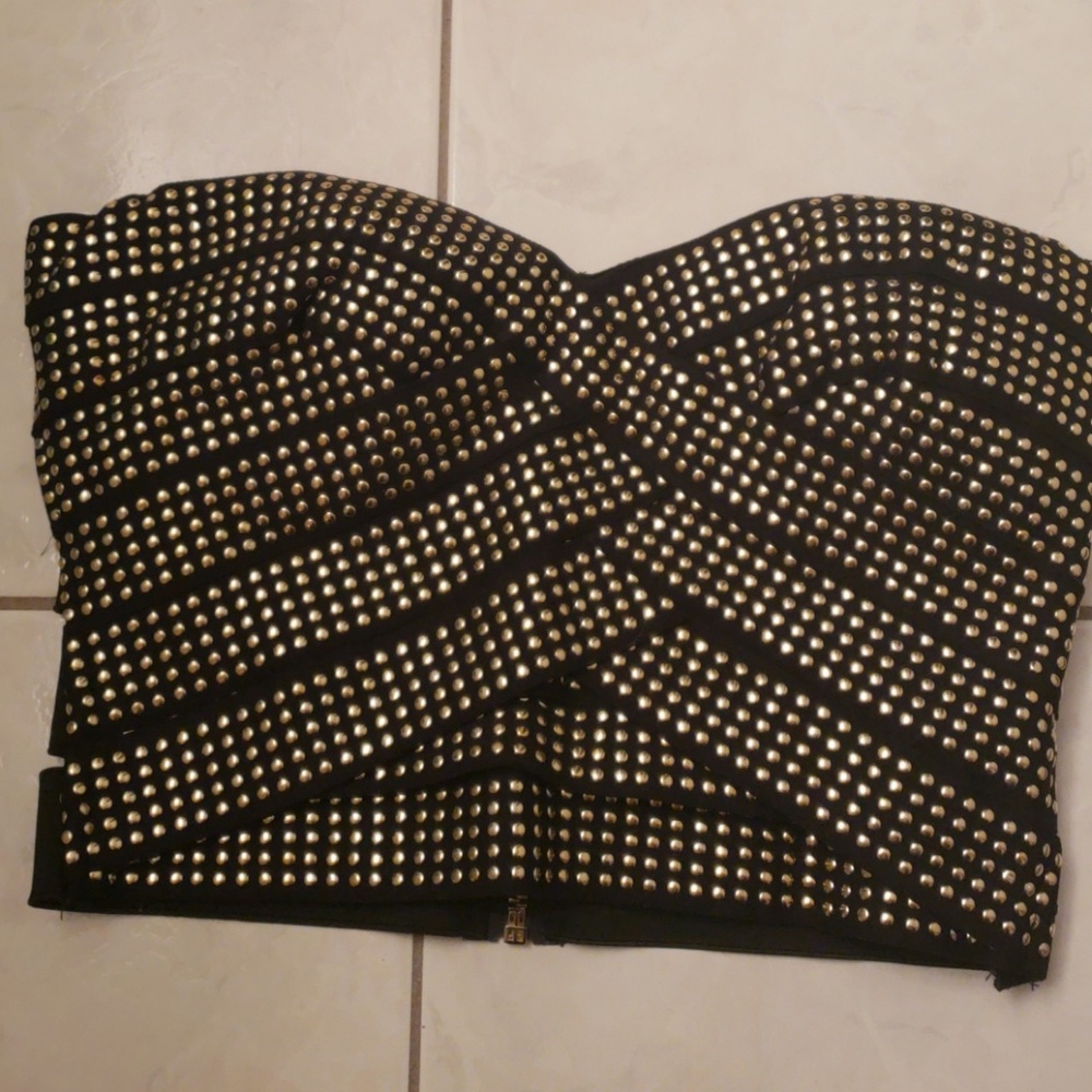 Black and gold studded crop top